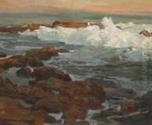Waves Breaking Along A Rocky Coast