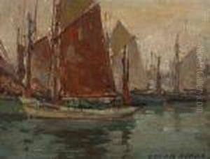 Fishing Boats In A Harbor by Edgar Alwin Payne
