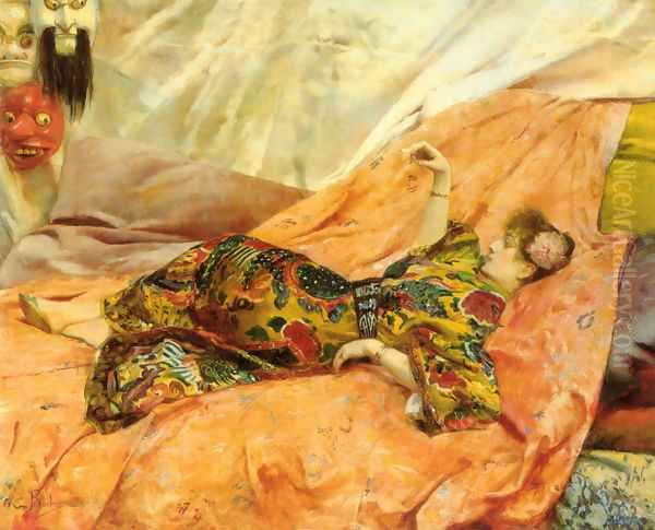 A Portrait of Sarah Bernhardt, reclining in a chinois interior - view 1