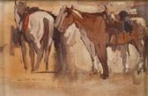 Study Of Saddled Horses by Edgar Alwin Payne