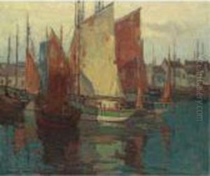 Fishing Boats In The Harbor by Edgar Alwin Payne