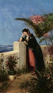Young Woman on the Terrace (Rêverie sur la terrasse) by Georges Antoine Rochegrosse