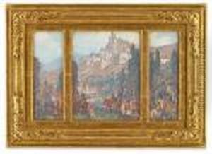 Fantasy Triptych Landscape by Edgar Alwin Payne