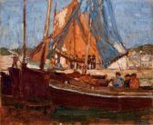 Boats In A Harbor by Edgar Alwin Payne