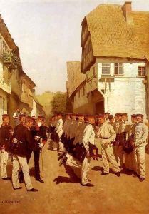 Military Cadets Preparing For Parade by Carl Rochling