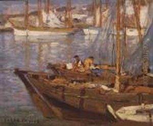Fishing Boats, Blue Nets by Edgar Alwin Payne