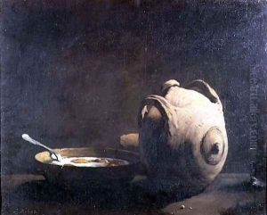 Still life with eggs on a plate, 19th century by Theodule Augustine Ribot