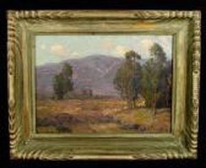 Eucalyptus Trees In A Mountainous Landscape by Edgar Alwin Payne