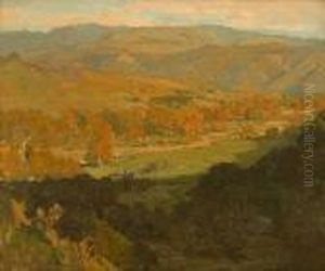 Landscape - "san Gabriel Valley" Titled Verso S L/r: Edgar Payne O/c 20x24