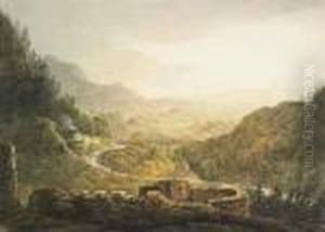 An Extensive Landscape Viewed From A Ruined Castle by William Payne