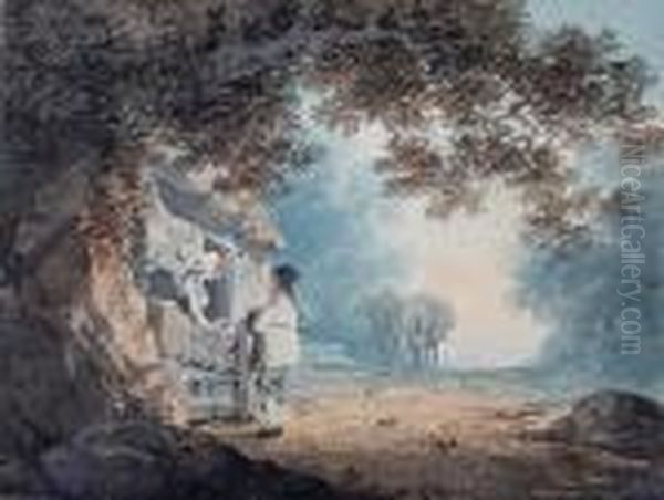 Figures Conversing At A Cottage Gate - view 1