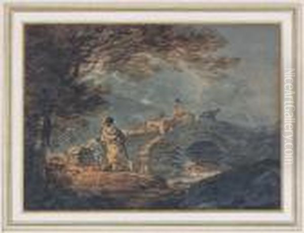 Figures By A Bridge - view 1