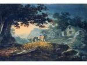 Figures With Two Ponies In A Landscape