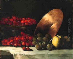 A Still Life with Cherries, Plums and Copper Bowl