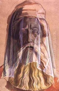 Drawing of the Head of Charlemagne 742-814 in his grave, 1846-1847 by Alfred Rethel