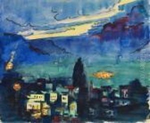 Wetterleuchten Lugano. by Hermann Max Pechstein