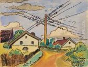Die Schwalben Sammeln Sich (uckeritz I. Pommern). by Hermann Max Pechstein