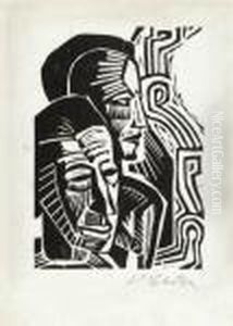 Zwei Kopf by Hermann Max Pechstein