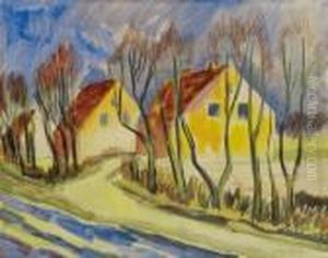 Dorfstrasse Im Fruhling(leba) by Hermann Max Pechstein