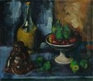 Stilleben Mit Buddha Und Obstschale