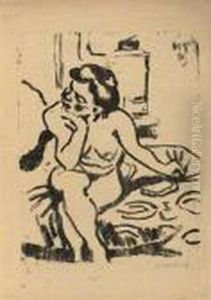 Sitzender Weiblicher Akt by Hermann Max Pechstein
