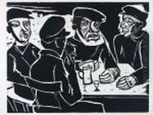 Fischer In Der Kneipe by Hermann Max Pechstein