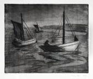 Segelboote Vor Der Kuste by Hermann Max Pechstein