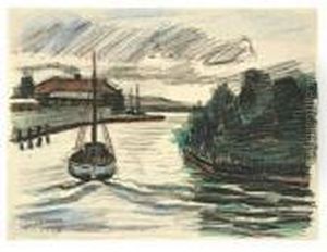 Hafeneinfahrt (leba) by Hermann Max Pechstein