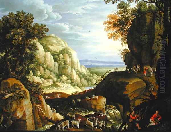 Mountainous Landscape with Shepherds and Travellers - view 1