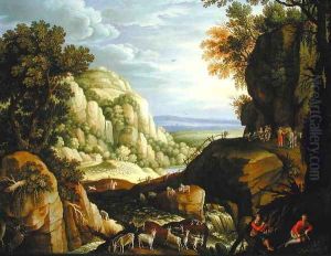 Mountainous Landscape with Shepherds and Travellers