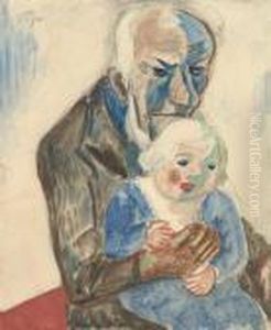 Grossvater Mit Enkel by Hermann Max Pechstein
