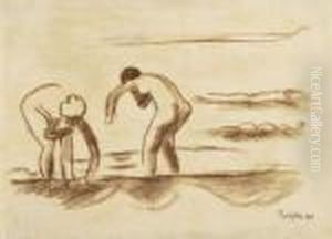 Zwei Badende Weibliche Akte by Hermann Max Pechstein