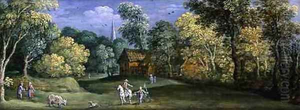 Horseman and peasants in a clearing - view 1