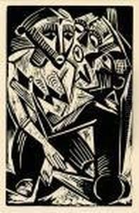 Weib Vom Manne Begehrt by Hermann Max Pechstein