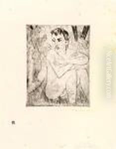 "vergramt" (seated Male Nude) by Hermann Max Pechstein