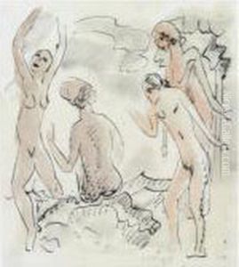 Vier Akte (badende) by Hermann Max Pechstein