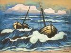 Boote In Der Brandung by Hermann Max Pechstein