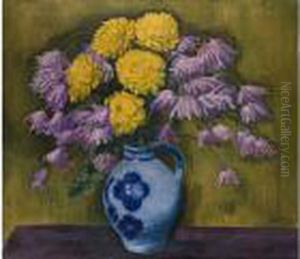 Blumenstilleben Mit Chrysanthemen by Hermann Max Pechstein