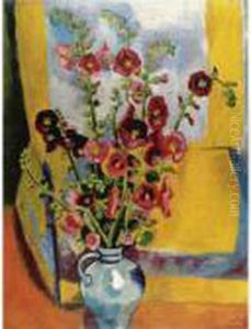 Malven I (hollyhocks I) by Hermann Max Pechstein