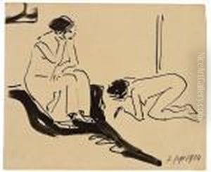 Zwei Frauen Im Atelier by Hermann Max Pechstein