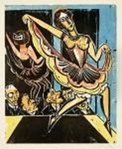 "tanzerin Im Spiegel" by Hermann Max Pechstein