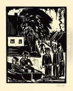 "fischer Am Ufer (sonntag Der Fischer)" by Hermann Max Pechstein