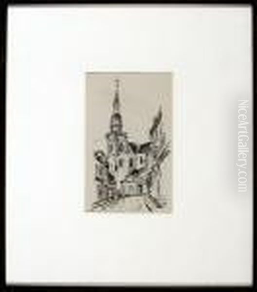 Cambrai - Strasenszene Mit Blick Auf Die Kirche Saint-gery - view 1