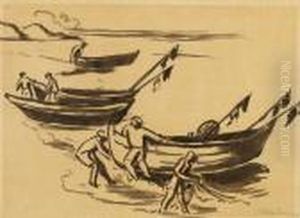 Fischerboote Am Strand by Hermann Max Pechstein