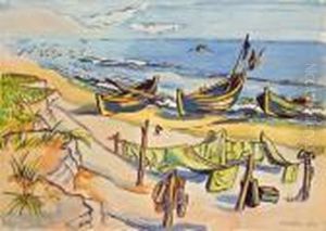 Fischerboote Am Strand by Hermann Max Pechstein