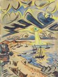 Boote Am Strand Von Nidden by Hermann Max Pechstein