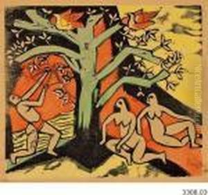 "erlegung Des Festbratens" by Hermann Max Pechstein