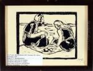 Zwei Madchen Am Strand by Hermann Max Pechstein