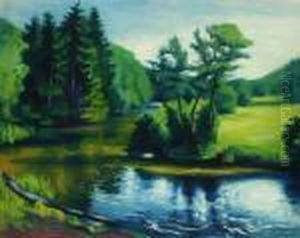 Fluss-spiegelungen - Bodetal by Hermann Max Pechstein