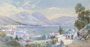 Gossiping on a path above Lake Como by Charles Rowbotham